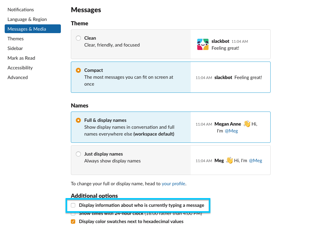 Slack Preferences